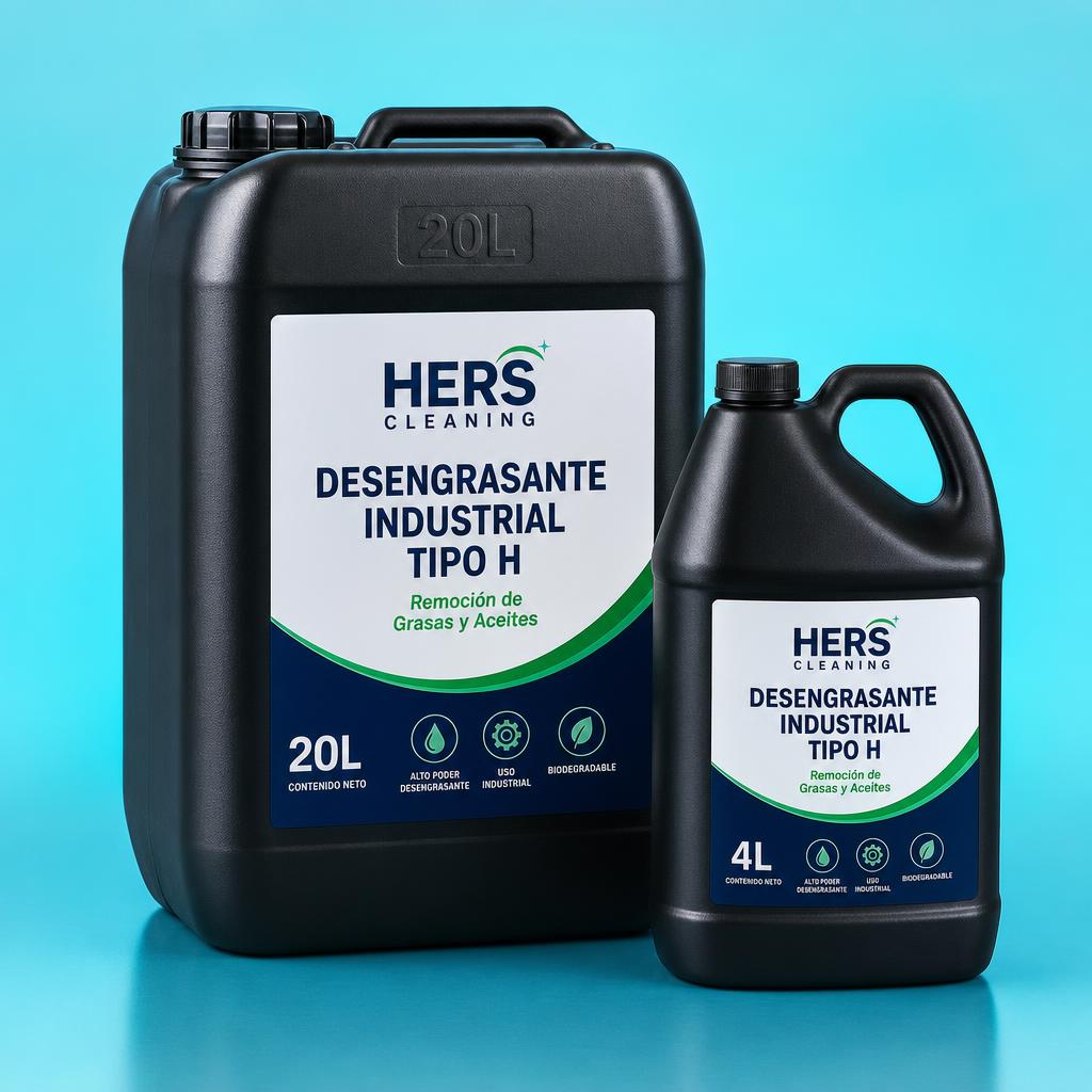 Desengrasante Industrial Tipo H — presentaciones galón 4 L y garrafa 20 L de HERS Cleaning
